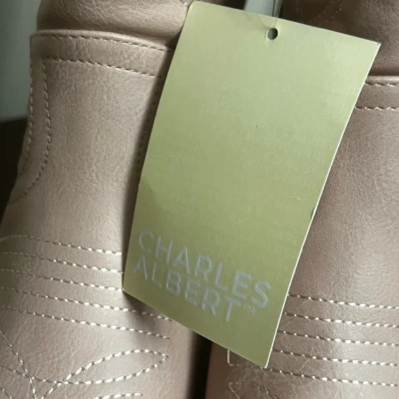 Cowgirl Boots pink faux leather Mid-Calf Stiching Western Low Stacked Heel - Picture 9 of 12